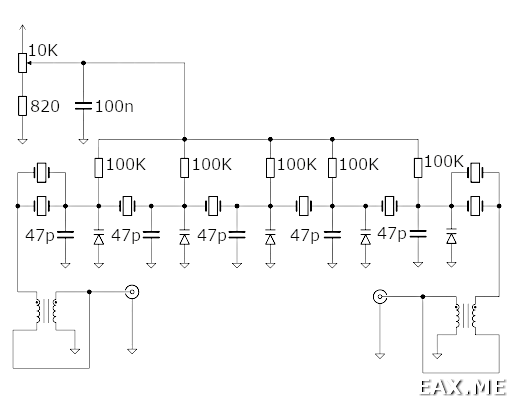 Схема кварцевого фильтра с регулируемой полосой пропускания