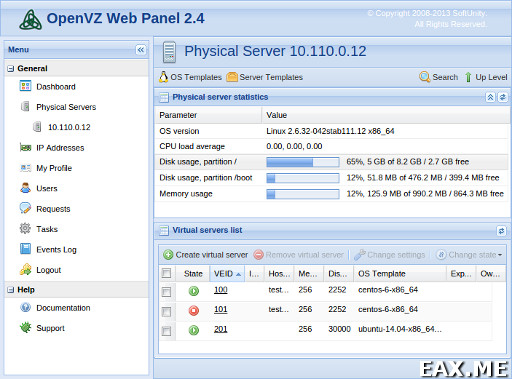 OpenVZ Web Panel
