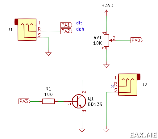 Схема подключения к электронному телеграфному ключу на STM32