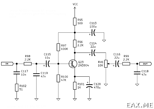 Схема драйвера УНЧ на одном транзисторе