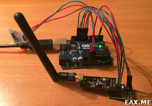 Пример подключения NRF24L01 к Arduino