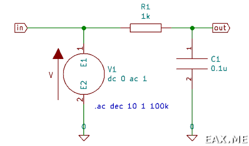 Схема RC-фильтра нижних частот