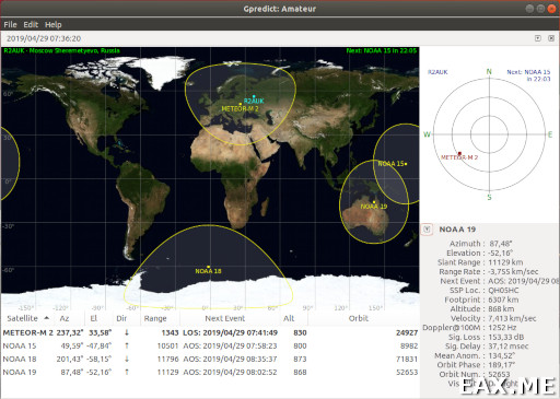 Метеоспутники NOAA и Meteor M2 в Gpredict