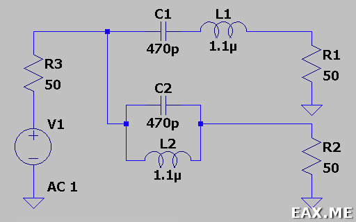 Схема bandpass-bandstop диплексера