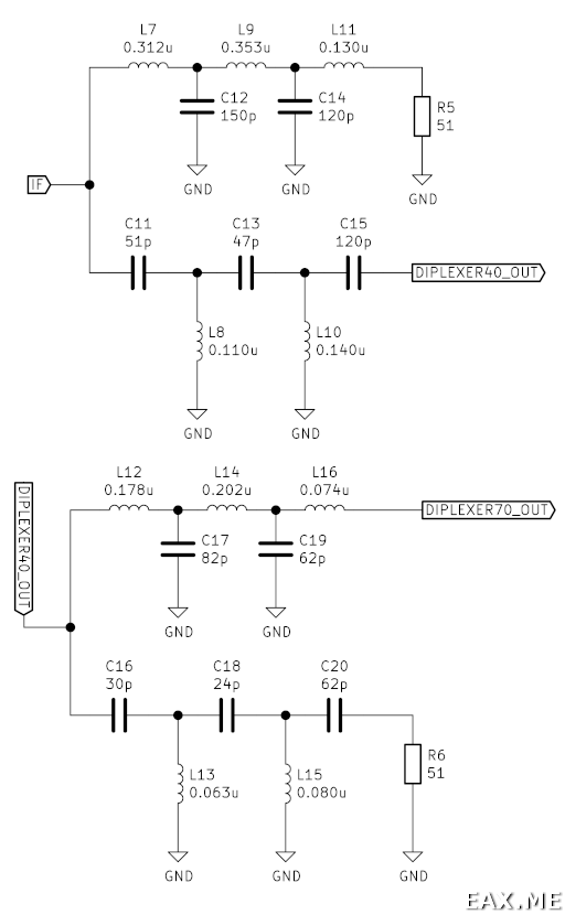Схема триплексера 40-70 МГц