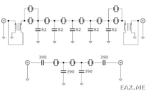 Схема полосовых фильтров для SSB и CW на кварцах 11-12 МГц