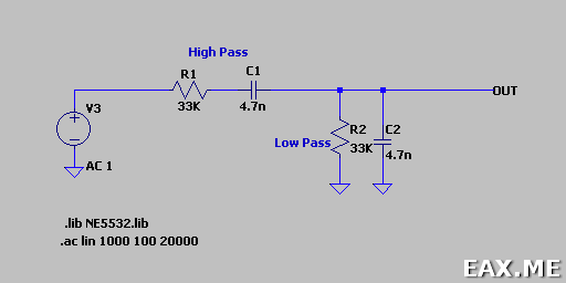 Схема фильтра в генераторе с мостом Вина