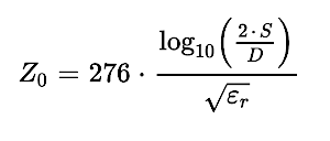 Формула волнового сопротивления двухпроводной линии