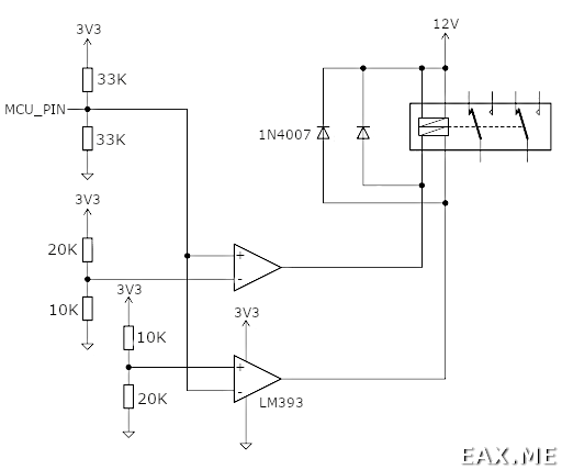 Схема управления бистабильным реле при помощи одного пина микроконтроллера