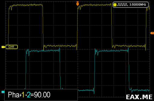 Генерация сигналов с частотой 3.5 МГц и фазовым сдвигом 90° с помощью Si5351