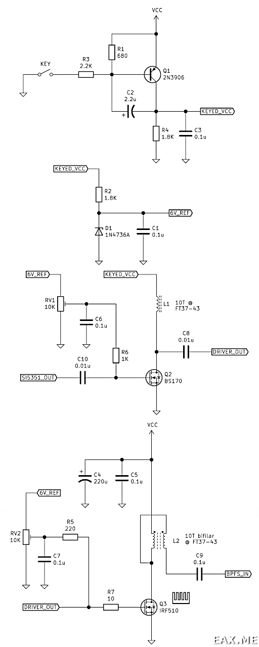 Схема усилителя на транзисторах BS170 и IRF510