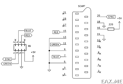 Схема SCART-адаптера для Искры 1080 Тарту