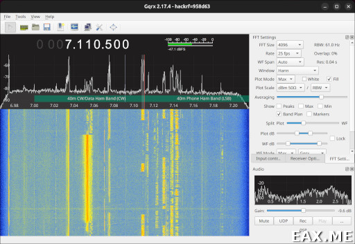 Прием радиолюбительского диапазона 40 метров на HackRF