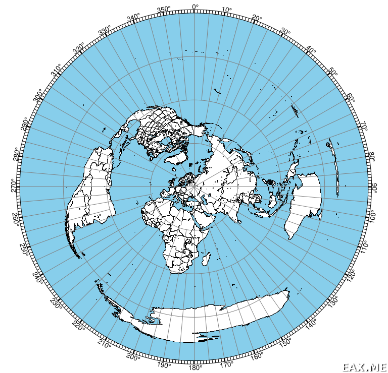 Азимутальная эквидистантная проекция с центром в Москве