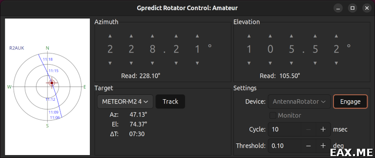 Управление поворотным устройством при помощи GPredict